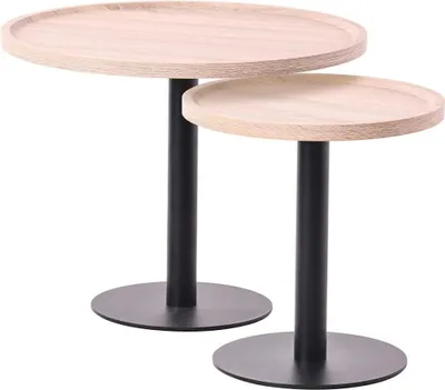 Image de lot de 2 tables d'appoint modernes - table basse - chaleur et stabilité naturelles