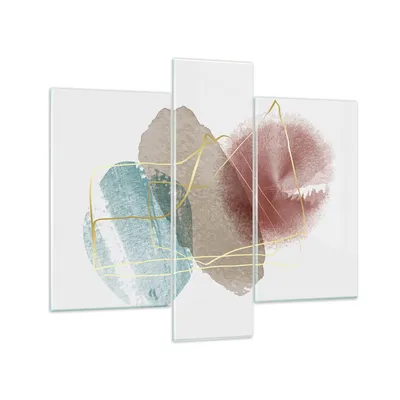 Produktbild von Bilder auf glas - 3 Teile - Form Figur Abstraktion - 95x80cm - Glasbilder - Wandbilder - Bilder - zum Aufhängen bereit - Wanddekoration aus Glas - Glas Bilder - Wandbild auf Glas - GCB95x80-5057