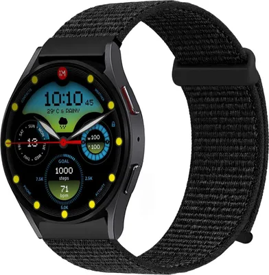 Produktbild von Smartwatch Armband für Samsung Galaxy Watch4 40mm Nylon Textil Band Ersatzband Wechselband Klettverschluss flexibel atmungsaktiv Schwarz
