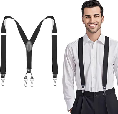 Productafbeelding van Y-vormige Bretels - Four Clip - Kleding Accessoire - Verstelbaar Elastisch - 125 cm - Zwart