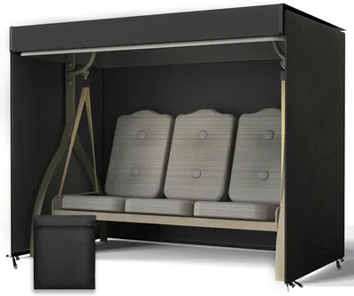Obrázok produktu pre Ochranný kryt na záhradnú hojdačku pre 3-4 osoby, 215 x 154 x 168 cm, 600D Oxford tkanina, čierny, do záhrady