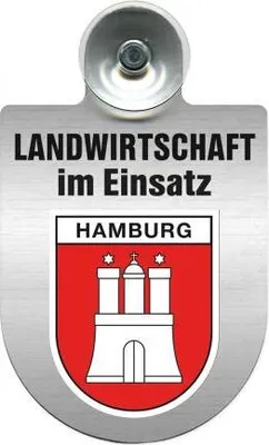 Produktbild von Einsatzschild für Windschutzscheibe incl. Saugnapf - Landwirtschaft im Einsatz - Wappen nach Wahl - 309460 Color - Region Hamburg