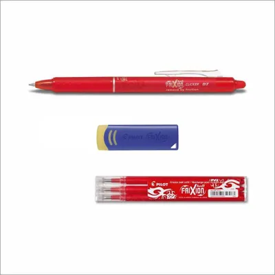 Produktbild von 1 Pilot Frixion Clicker 0.7 Rot + 3 Ersatzminen 0.7 + Radierer