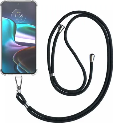 Immagine prodotto di Custodia per telefono adatta a Motorola Edge 30 trasparente antiurto con cordino universale staccabile - Custodia in silicone antiurto con cordino - Smartphonics