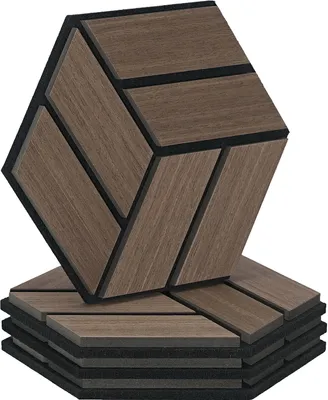 Produktbild von Homestyle4u Wandpaneel je 26x30 4er Set Akustikpaneele Braun Walnuss Holz Schallschutz