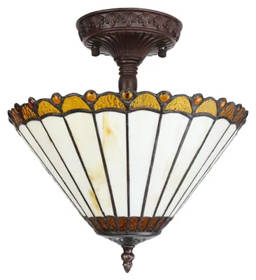 Produktbild von Clayre & Eef Deckenlampe Tiffany Ø 29x30 cm Beige Braun Glas