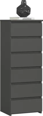 Obrázek produktu pro komoda 3xEliving, příborník se 6 zásuvkami (š:40 cm x v:109 cm x h:35 cm) v grafitově šedé barvě
