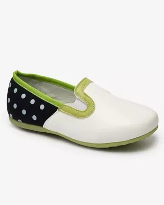 Produktbild von Weiße Halbschuhe für Mädchen aus Ökoleder mit Erbsenprint Rellme- Footwear, Größe 30