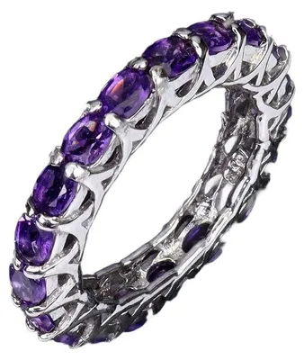 Produktbild von Zarter Ring aus 925er Silber mit natürlichen Amethysten, Ringgröße 14,5