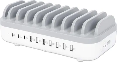 Produktbild von MANHATTAN 10-Port USB-Ladestation 120W weiß/grau