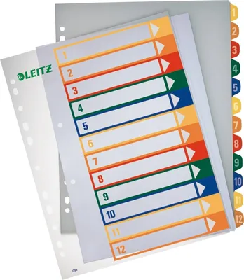 Produktbild von Leitz - Tab Leitz Wow Index druckbare PP A4+ 1-12 | 1 Set | 10 Stück