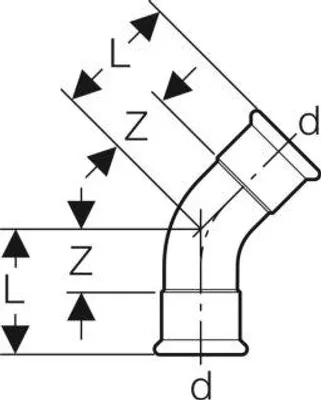Produktbild von Geberit 82609 Mapress Edelstahl Bogen 45Gr d76,1