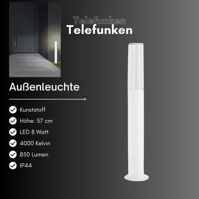 Produktbild von Außenleuchte Telefunken LED Weiß Wegeleuchte Gartenlampe