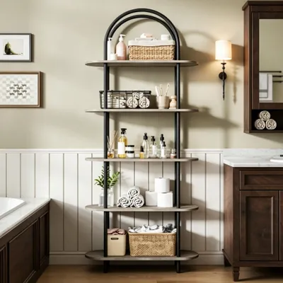 Produktbild von Bücherregal 5 Ebenen mit stabilem Metallrahmen, modernes Design, für Wohnzimmer & Schlafzimmer