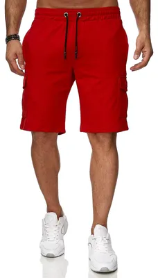 Produktbild von Reslad Kurze Hose Herren Cargo Bermuda Shorts Jogginghose Sport-Hose RS-5069 Rot XL