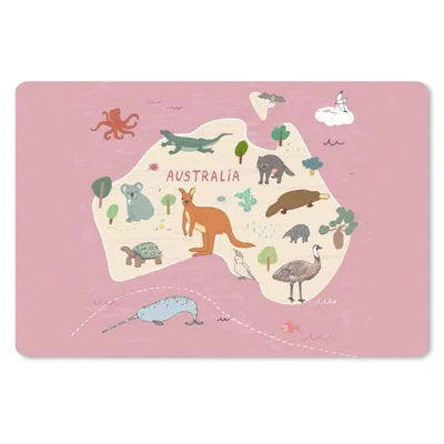Produktbild von MuchoWow® Mauspad Mousepad Australien - Weltkarte - Kinder - Tiere - Mädchen - Kinder 27x18 cm - Mousepads - Maus Mat - Pad - Mausunterlage - Büroartikel - Desk Matten