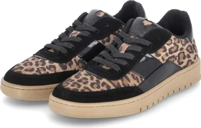 Produktbild von Bullboxer Damen Low Sneaker Beige Leder handcrafted Animal Print Lack Größe: 39