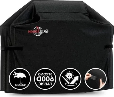 Image de Couverture de barbecue 137 cm Heavy Duty imperméable et résistante aux UV avec sangles réglables - convient pour Weber Genesis, Charbroil - noir