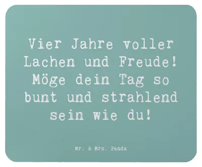 Produktbild von Mr. & Mrs. Panda Mousepad Spruch 4. Geburtstag Freude - Meeresbrise - Geschenk, Alter 4, mousematte, Lachen und, pc mauspad, Mouse Pad, Happy Birthday, Lebensfreude