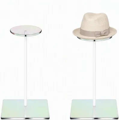 Productafbeelding van Transparante acryl hoeden en standaard voor haarstukjes - Display van transparant acryl - Vierkante voet