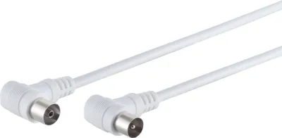 Produktbild von Koaxialkabel mit Winkelstecker - Weiß, Hohe Abschirmung > 80dB, Vergossene Steckverbinder 5m