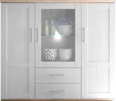 Produktbild von Highboard - Sibiu Lärche Nachbildung - Eiche Sanremo Nachbildung - 156 x 137 cm - inkl. LED-Beleuchtung