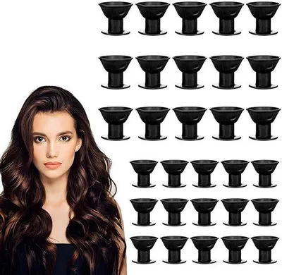 Zdjęcie produktu dla Zestaw 30 sztuk silikonowych lokówek Unyqoos® do delikatnego stylizowania bez użycia ciepła – 15 dużych (średnica ok. 5 cm) + 15 małych (średnica ok. 3,9 cm), do włosów mokrych i suchych