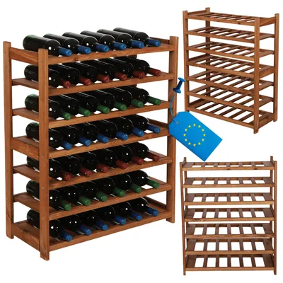Produktbild von MODO24 Weinregal Holz, 7 Flaschenablagen, Flaschenständer, Flaschenregal, Kellerregal, Massivholz Kiefer, 85,8x70x33 cm, Braun, LSR
