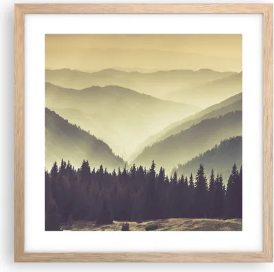 Produktbild von Gerahmtes Poster - Rahmen in heller Eiche - Berge Wald Natur - 40x40 cm - Wand Bild - Wanddeko - Wandbilder - Kunstposter - Wandposter - Bilderrahmen - Bilder - Kunstdruck - Wandbild - P2NAC40x40-3820