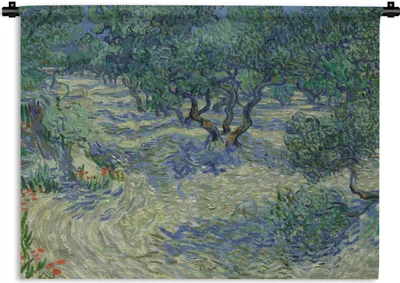 Produktbild von MuchoWow® Wandteppich Wandbehang Der Olivenhain - Vincent van Gogh 90x67.5 cm Tapisserie Dekoration Wandtuch - Fototeppich - Wand-Skulpturen