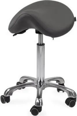 Produktbild von Habys Alma Rollhocker, Sattelhocker, Höhenverstellbar, Arbeitshocker, Drehstuhl, Drehhocker, Kosmetikhocker, Praxishocker, Bürohocker Grau