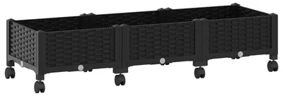 Zdjęcie produktu dla Donica ogrodowa na kółkach, czarna, wymiary: 120 x 40 x 29 cm, wykonana z polipropylenu (PP)