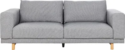 Zdjęcie produktu dla BELIANI Sofa szara tapicerowana trzyosobowa kanapa do salonu drewniane nogi oparcie z poduchami
