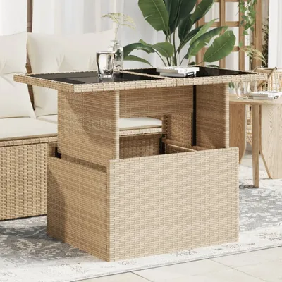 Obrázek produktu pro vidaXL Zahradní stůl se skleněnou deskou béžový 100x55x73 cm Poly ratan