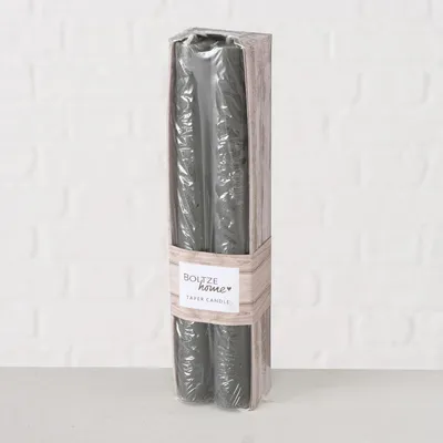 Image de Boltze Stabkerze Melia (4-tlg, dunkelgrau, 20 cm, aus Wachs, klassisches Design)