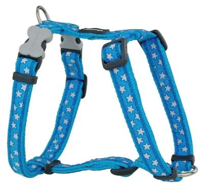 Obrázok produktu pre Postroj pre psa červený dingo štýl modrá hviezda 25-39 cm