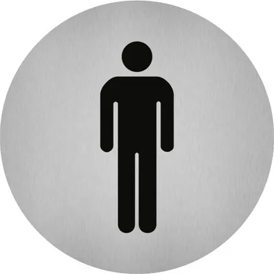 Produktbild von Dreifke® Aufkleber - Piktogramm WC Herren, Edelstahl, selbstklebend, Ø 50 mm