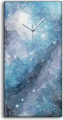 Produktbild von Wohnzimmer-Bild Leinwand Uhr 30x60 Gemälde Sterne am Nachthimmel der Galaxie - weiße Hände
