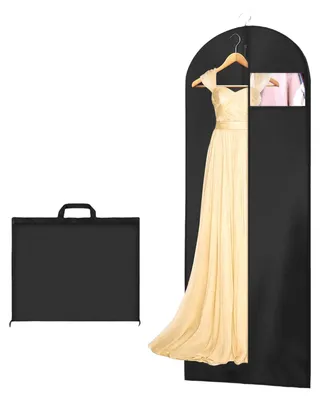 Productafbeelding van Kledingzak - Opvouwbare kledinghoes met rits en handgrepen - Bescherming voor bruidsjurken en avondjurken - 180x60 cm - Zwart