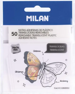 Produktbild von Milan 411260050, Transparent, Weiß, Quadratisch, Entfernbar, Weiss auf Transparent, 76 x 76, 76 mm