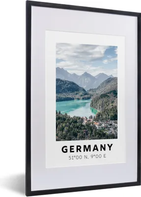 Produktbild von MuchoWow® Gerahmtes Poster Deutschland - Wasser - Wald 40x60 cm - Poster mit Schwarzem Bilderrahmen Wandposter Rahmen Foto Bilder - Poster in Rahmen