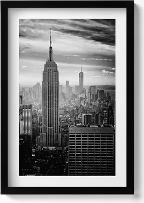 Produktbild von New Yorker Gebäude– Wandbild mit Rahmen – Gerahmtes Bild  – Wanddekoration – 40x60 cm –  Schwarz
