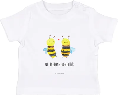 Produktbild von Mr. & Mrs. Panda  T-Shirt Biene Verliebt 6. - 12. Monat - Weiß - Geschenk, Baby Baumwollshirt, Kinder Top, Shirt, Öko, Babyshirt