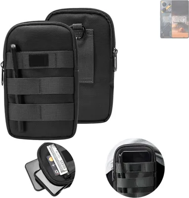 Produktbild von K-S-Trade Holster Gürtel Tasche kompatibel mit Infinix GT 10 Pro Handy Tasche Schutz Hülle dunkel-grau viele Fächer, 1x