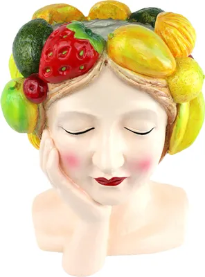 Produktbild von FURNARO Pflanzobjekt Frauenkopf Frutta femme bunt modern 35 cm