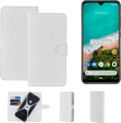 Produktbild von K-S-Trade Handy Hülle Schutz Hülle kompatibel mit Xiaomi Mi A3 Cover Case Bookstyle Bumper weiß 1x