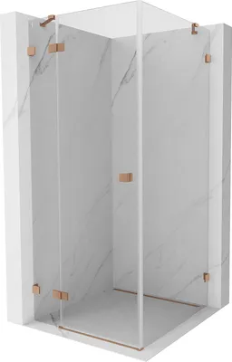 Produktbild von Mexen Lunar Duschkabine schwenkbare linke 100 x 100 cm, transparent, gebürstetes Kupfer - 834-100-100-65-00-L