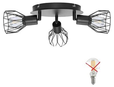 Immagine prodotto di Lampada a soffitto, stile industriale, faretti orientabili, senza lampadina, colore nero