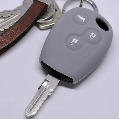 Produktbild von Auto Schlüssel Silikon Schutz Hülle Grau kompatibel mit Dacia DOKKER SANDERO Duster LODGY Logan Renault CLIO TWINGO 3 Tasten Funk Fernbedienung