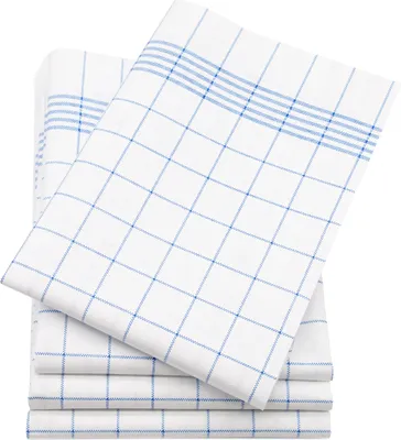 Produktbild von 4er Set Geschirrtücher aus Mikrofaser, Mischgewebe in 43x60 cm, saugstarke Multifunktionstücher in weiß-blau kariert